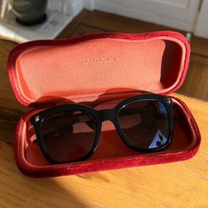 Gucci Sunglasses GG0217S 52mm Black/Antique Gold